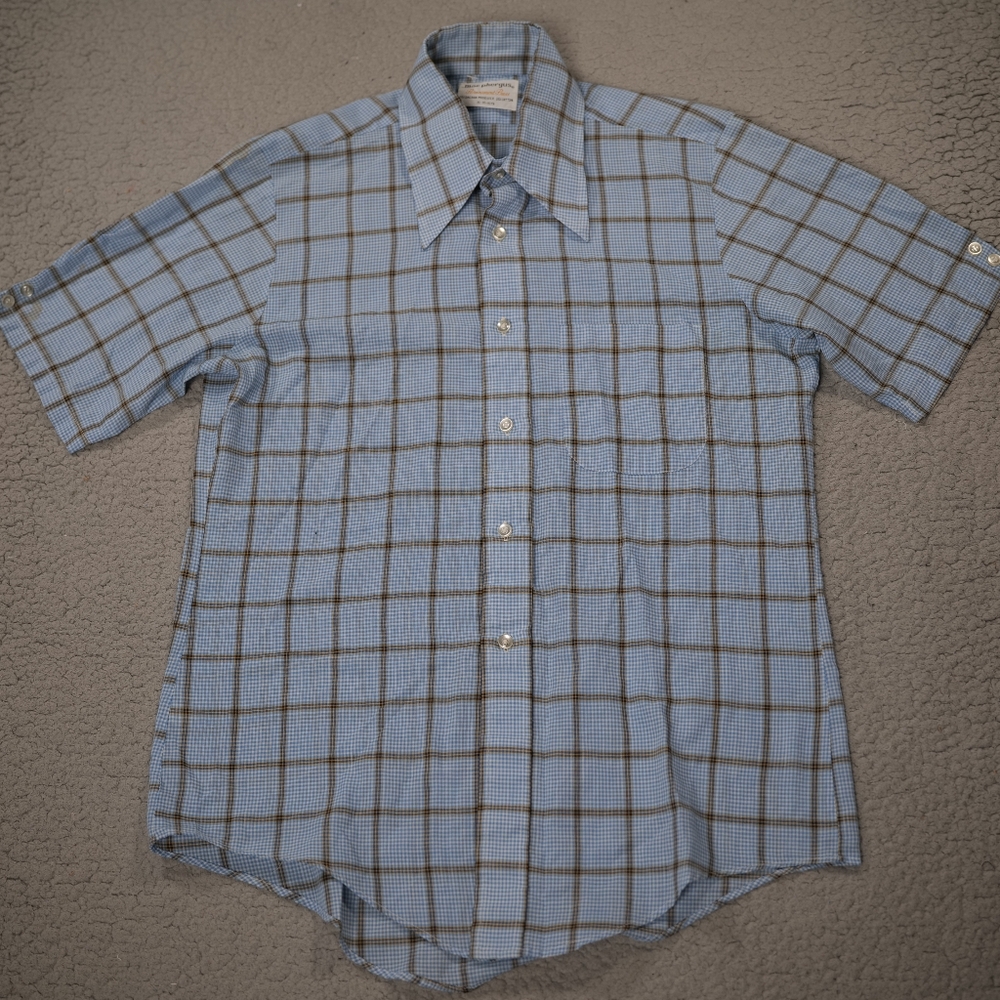 Vintage 60s MAC PHERGUS Shirt Perma Press Short Sleeve Button Up Mens Medium 15